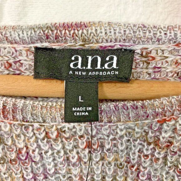 ANA Sweater Womens Large NWT Purple Gray Pullover Spicy Space Dye Chunky - Picture 4 of 8